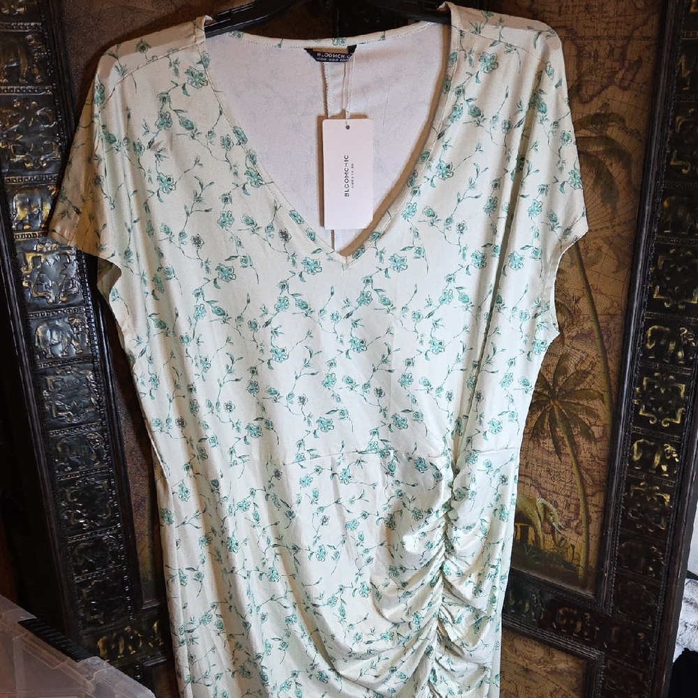Flower Print Rouched Dress